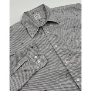 Brooks Brothers Men's XL Skier Gray Plaid Regent Fit Long Sleeve Button Shirt